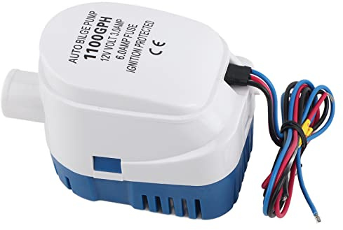 Pompe de Cale Automatique, 1100 GPH Bateau 12 V Marine Pompe à Eau de Cale Submersible Automatique Interrupteur à Flotteur Entièrement Automatique Pompe de Cale à Eau Interne