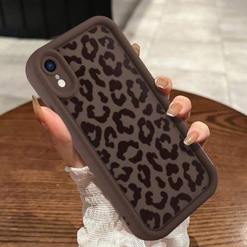 MOWIME Compatible with iPhone XR Phone Cover Case, Cheetah Print Shockproof Soft TPU Protective Case for Women Girls, Slim Anti Scratch Leopard Case for iPhone XR 6.1 Inch, Brown