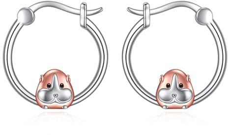 Vadmans Meerschweinchen Creolen Ohrringe Mädchen 925 Sterling Silber Tier Schmuck für Damen