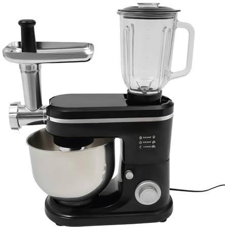 HarBin-Star - Robot de cocina 3 en 1, amasador multifunción 1500 W, picadora de carne, exprimidor de 1,5 l, cuenco de acero inoxidable de 6 l, 6 + 1 etapa, robot de cocina multiusos