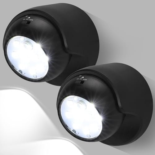 COFEMY Faretto LED con sensore di movimento, per esterni, 2 pezzi, batteria interna, senza fili, con sensore di movimento, impermeabile, per esterni, luce di sicurezza per giardino, apertura della