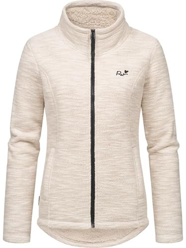 Ragwear Damen weiche Strickjacke Übergangsjacke mit Teddy-Fleece und Stehkragen Liram Melange YOUMODO Taupe Gr. S
