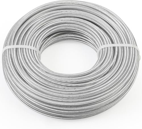 STEEIRO Filo per decespugliatore, 2,4 mm x 30 m, corda per falciatura in metallo, bobina di nylon per tagliabordi, cavo di ricambio per tosaerba, filo rotondo per decespugliatori da giardino (3 mm x