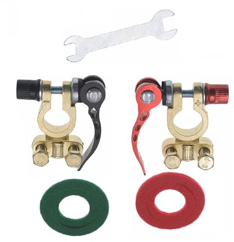 Terminales de Batería, Bornes de Batería, Positivo y Negativo Conector de Abrazadera Bornes de Batería,Terminales Bateria Rápida Abrazadera,Conexión de Batería Positiva y Negativa,2 Piezas