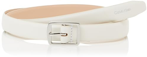 Calvin Klein Damen Gürtel Classic Square Buckle Belt 2,0 cm Ledergürtel, Weiß (Lily White), 75 cm
