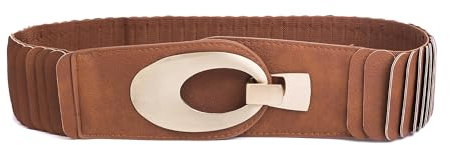 irisaa breiter Damen Gürtel Elastischer Taillengürtel, Hüftgürtel Stretch Gürtel mit Hakenverschluss, Damen Taillengürtel 2020:Gold Braun, Damen Taillengürte Größe:ONE SIZE