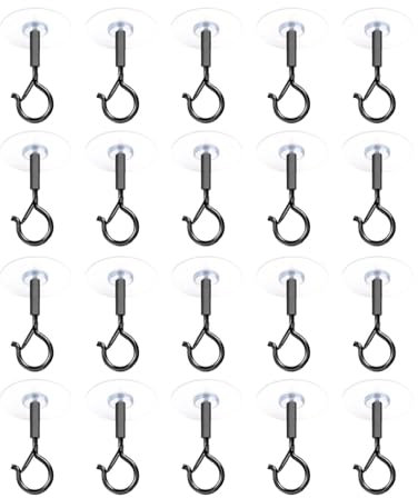 Folpus 20x ganci adesivi da soffitto ganci adesivi da soffitto ganci da parete multiuso anti-danni per borse vestiti campanelli eolici, Nero