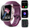 LOYEWAIER Smartwatch Frauen mit Telefonfunktion 1,96 Zoll HD Damen Smart Watch Outdoor Wasserdicht Sport Fitness Tracker mit Herzfrequenz Schlaf Monitor Traubenrot Silikon Smartwatch für Android iOS