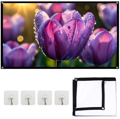 Telo Proiettore,Tenda per Proiettore in Poliestere,Schermo per Proiettore 60 Pollici,Schermo da Proiettore Portatile,16:9 4K Full HD,Adatto a casa,Scuola,Conferenza,Campeggio e home theater