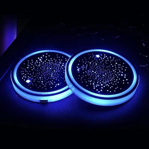 2pack Led Car Cup Coaster - 6.8x6.8x1cm Led Car Cup Holder Lights Led Coaster Car,Car Led Cup Holder Coaster,Car Coasters LED,Cup Holder Lights Car,Led Car Cup Holder Drink Lights,