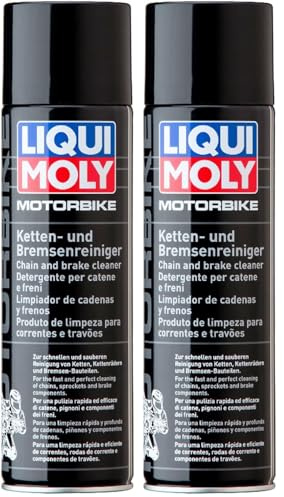 LIQUI MOLY Motorbike Limpiador de cadenas y frenos | 500 ml | Motocicleta | Limpiador de cadenas | Limpiador de frenos | Cuidado | Limpiador rápido | 1602 (Paquete de 2)