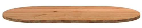 HEFZGDB Tischplatte Hellbraun 200x100x4 cm Massivholz Eiche Oval Schreibtische Küchenarbeitsplatte Schreibtischplatte Esstisch für Büro Konferenzraum Küche Studienraum