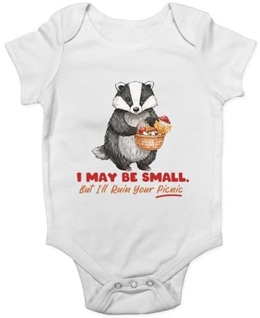 Shopagift I May Be Small But I'll Ruin Your Picnic Badger Baby Grow Vest Bodysuit Boys Girls