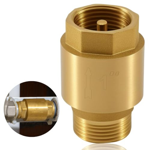 1 Stück Rückschlagventil, 3/4 Zoll Messing Rückflussverhinderer, 3/4 AG zu IG Abwasser Rückschlagventil, DN20 Inline Messing Rückschlagventil, für Pumpen, Waschmaschinen, Gartenpumpen, Wasserleitung