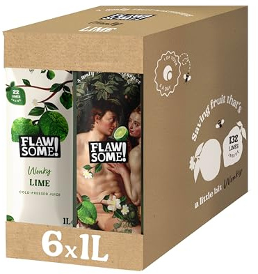 Flawsome! Lime 6x1L - Cold-Pressed - No Added Sugar – 100% Natural and Pure with No Sweeteners – Craft Vegan Not from Concentrate