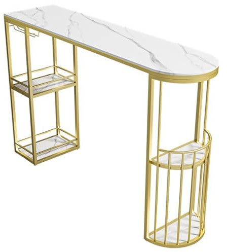 LLNWDNB Tables de Bar Table Basse Table Haute Table Console en Fer avec Étagère Ouverte 3 Niveaux pour Salon Chambre Balcon pour Salon Chambre Balcon B,100 * 40 * 105
