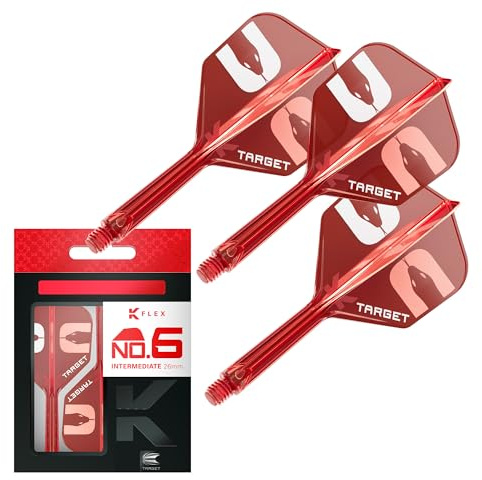 Target Darts Nathan Aspinall “ASP” K-Flex Flight & Shaft System, Red | No.2/No.6 Kflex – Short (19mm), Intermediate (26mm), and Medium (33mm) All-in-One K Flex Flights und Shafts