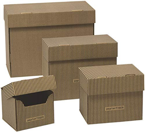 PapierTiger Karteikasten Streifen A5 Kartonage braun (20 Stück)