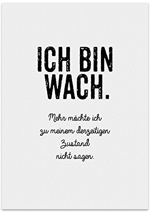 TypeStoff Kunstdruck, Poster mit Spruch – ICH BIN WACH – Typografie-Bild auf hochwertigem Karton - Plakat, Druck, Print, Wandbild - KD-00269-L