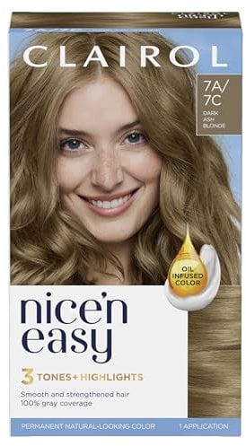 Clairol Nice'n Easy Crème, Natural Looking Oil Infused Permanent Hair Dye, 7A/7C Dark Ash Blonde