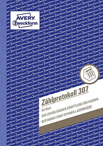 Avery Zweckform 307 Zählprotokoll für offene Ladenkassen (A5, 50 Blatt) weiß (5)
