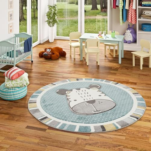 Pergamon Kinder Teppich Maui Kids Hund Mint Rund in 3 Größen