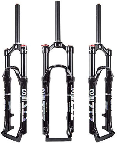 ZTZ MTB Gabel, 26/27.5/29 Zoll, Doppel Luftkammer mit ABS Dämpfung, Aluminiumlegierung, 9mm Schnellverschluss (Black, 29)