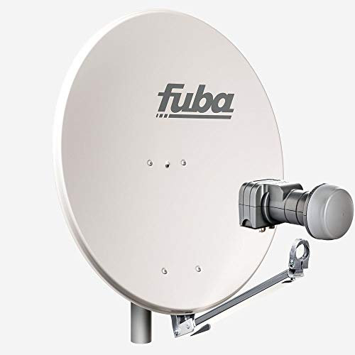 Fuba Satellitenschüssel Komplettset 2 Teilnehmer DAL 802 G - Sat Komplettanlage Fuba DAL 800 G Alu Sat-Schüssel/Sat-Spiegel 80cm hellgrau + Fuba DEK 217 Twin LNB - HDTV, UHD(4K/8K), 3D