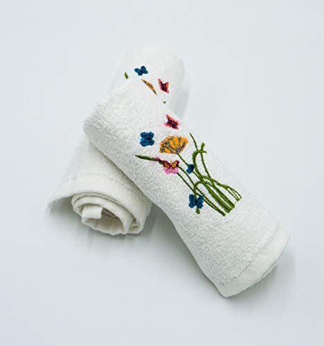 Lex's Linens Handtücher mit Blumenmuster und Schmetterlingen, bestickt, 2 Stück