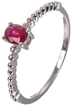 Beydodo Ringe 750 Weißgold 4-Steg-Krappenfassung Oval Rubin Trauring Hochzeitsringe Damen Ring Gr.63 (20.1)