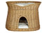 Katzenkorb zum Schlafen – Katzenhütte Indoor – Größe L: 60 cm oval – Katzenhöhle aus Weide – Zweistöckiger Hunde – oder Katzenbett mit waschbaren Kissen in Ecru – Natürliche Korbfarbe