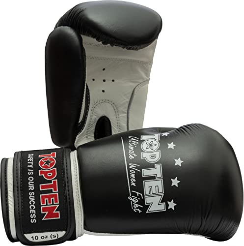 TOP TEN Boxhandschuhe für Frauen „Ultimate Woman Fight“ - 10 oz, schwarz-Weiss