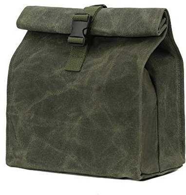 Mittagessen-Tasche aus gewachstem Segeltuch, wasserdichte und wiederverwendbare Lunch-Tasche mit verstellbarer Schnalle, Harte Haptik