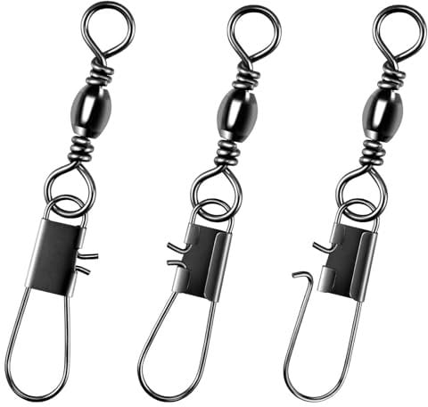Alwonder 100 Pcs Quick Change Fishing Snap Swivel Terminal Tackle Quick Change Interlock Rolling Swivels Fishing Snap to Line Lure Connectors High Strength Tackle Accessories 12kg Size 12