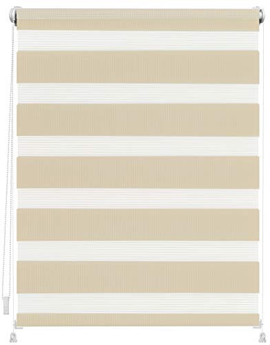 Lichtblick Doppelrollo ohne Bohren mit Verspannung, Trendfarben, stufenlos verstellbar, einfache Montage, für Fenster Creme,60 cm x 150 cm (B x L)