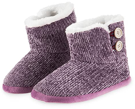 CityComfort Pantofola a Stivaletto Donna Inverno Pantofole Invernali a Maglia (36/37, Viola, numeric_36)