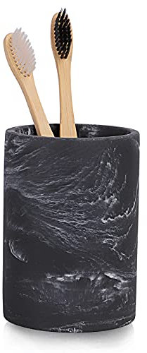 zccz Toothbrush Holder for Bathroom Marble Look, Electric Toothbrush and Toothpaste Holder, Organizer Makeup Brush and Razor, Black Marble Look Toothbrush Cup