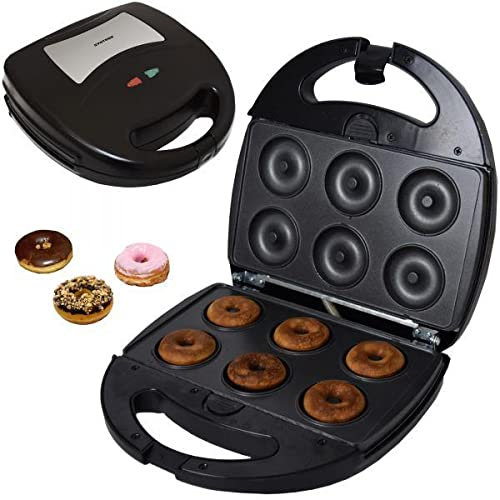 Syntrox Germany SM-1300W-Donut Maker für 6 Donuts - Mit antihaftbeschichteten Wechselplatten