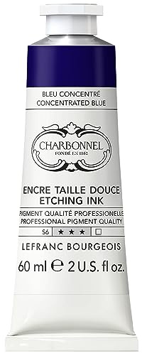 Charbonnel Kupferdruckfarben, hochpigmentierte Tiefdruckfarbe, ausgezeichnete Lichtechtheit, Vegan, lebendige Farben, alterungsbeständig, 60ml Tube - Konzentriertblau