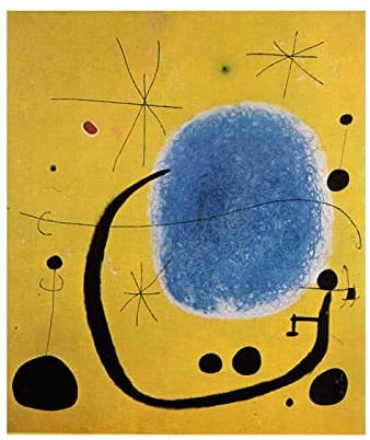 Joan Miro Poster und Drucke-Abstrakte Joan Miro Leinwandbilder-Berühmte Joan Miro Gemälde druck auf Leinwand Kunstdruck-Wandkunst Bilder Malerei(Das Gold des Azurblaus)80x104cm(32x41in)rahmenlos