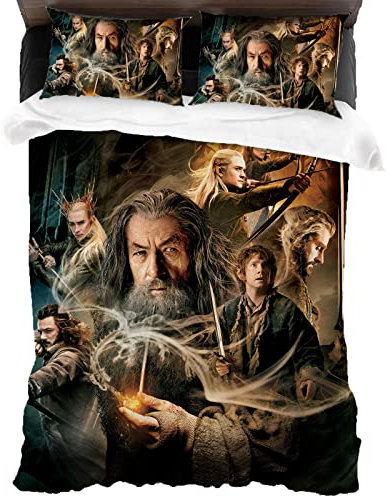 ANSSON The Lord of The Rings Bettwäsche 135x200cm,Der Herr der Ringe Kinder Bettbezug,Weiche Flauschige Bettbezüge und 2 Kissenbezug (135x200cm+80x80cmx2, Rings5)