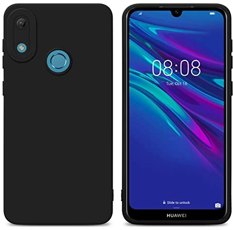 Cadorabo Hülle kompatibel mit Huawei Y6 2019 Schutzhülle TPU Silikon Case Liquid Design mit Kameraschutz Slim Kratzfest Weiche Gummi mit Rundumschutz Case Hülle für Huawei Y6 2019 in Schwarz