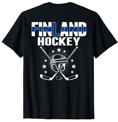 Finnland Eishockey Fans Jersey Finnische Flagge Hockeyschläger T-Shirt