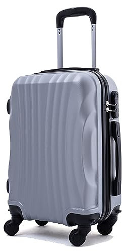 R.Leone Ryanair 55x40x20cm Valigia Trolley Bagaglio a mano Rigido Ultraleggero in ABS 4 Ruote smontabile Rimovibili Autonome 20373N (Valigia 55X40X20cm, Argento)