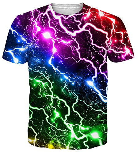 NEWISTAR T Shirts Männer Bunt 3D T-Shirts Blitz Tee Tshirts Casual T Shirt Lightweight Tshirts Tops Sommer XL