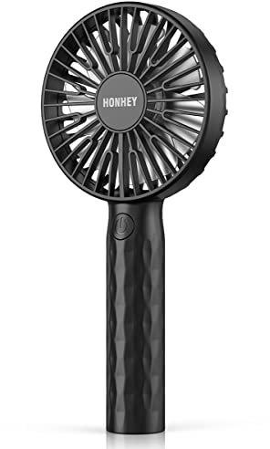 HonHey Handheld Fan Super Mini Personal Fan with Rechargeable Battery Operated 3 Adjustable Speed Portable Hand Held Fan Eyelash Fan for Girls Women Kids Outdoor Travelling Indoor Office Home (Black)