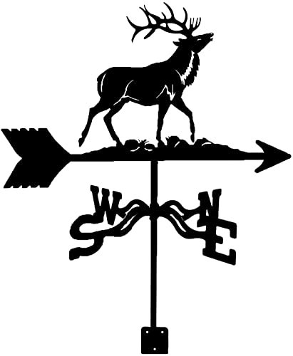 Handgefertigte Wetterfahne mit Hirsch-Motiv, schwarz, Edelstahl, Bauernhaus-Wetterfahne, Messwerkzeug für Dach, Außenbereich, Garten, Dekoration, Richtungsanzeige