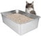 Caja de Arena para Gatos de Acero Inoxidable, Caja de Arena metálica para Gatos y Conejos, arenero Gatos Grande, no Absorbe olores, Superficie Lisa, Fondo de Goma Antideslizante, 19.5L x 13.5W x 8H