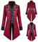 TTOKGZG Men's Medieval Steampunk Tailcoat Costumes Gothic Vintage Court Jacket for Adult (Red, XL)