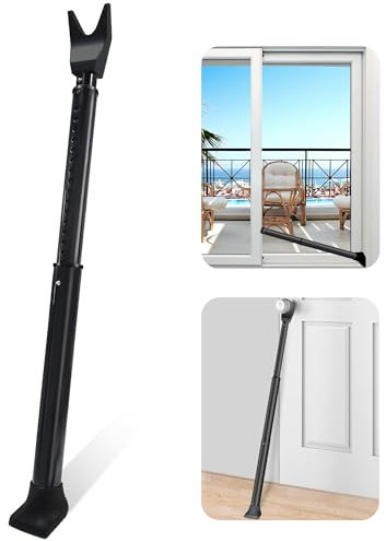 Tür Sicherheitsstange, Schwarz 1-Pack Erweiterter Sicherheitsstange für Türen, Heavy Duty Türsicherung, Einstellbarer Balkontür Sicherung, Einbruchschutz Fenster, Tür Sicherheit für Zuhause, Wohnung